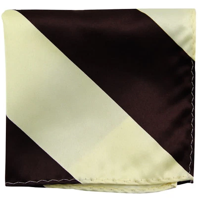 New men's polyester stripes pocket square hankie handkerchief brown beige formal - Image 1 of 2