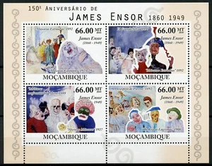 Mozambique Art Stamps 2010 MNH James Ensor Belgian Painter Paintings 4v M/S - Picture 1 of 1