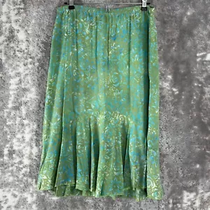 Gonna verde plissettata Nomadic Traders taglia M stampa floreale boho midi linea A - Foto 1 di 8