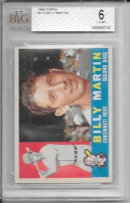 1960 TOPPS BASEBALL #173-BILLY MARTIN-PSA 6 EX-MT-0006597247-FREE SHIP-USA/CANAD - Image 1 of 4