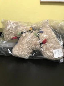 NWT Pottery Barn Cozy Faux Fur Tangled Dog With Lights Pillow Christmas 17x11in - Picture 1 of 6