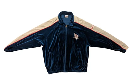 90s VTG Unique Sports VELOUR Warm Up NEW JERSEY NETS  Track Jacket Sz 3XL Cover