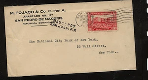 Dominican Reupulic San Juan paquebot cancel on cover to US 1929 KL1226 - Picture 1 of 1