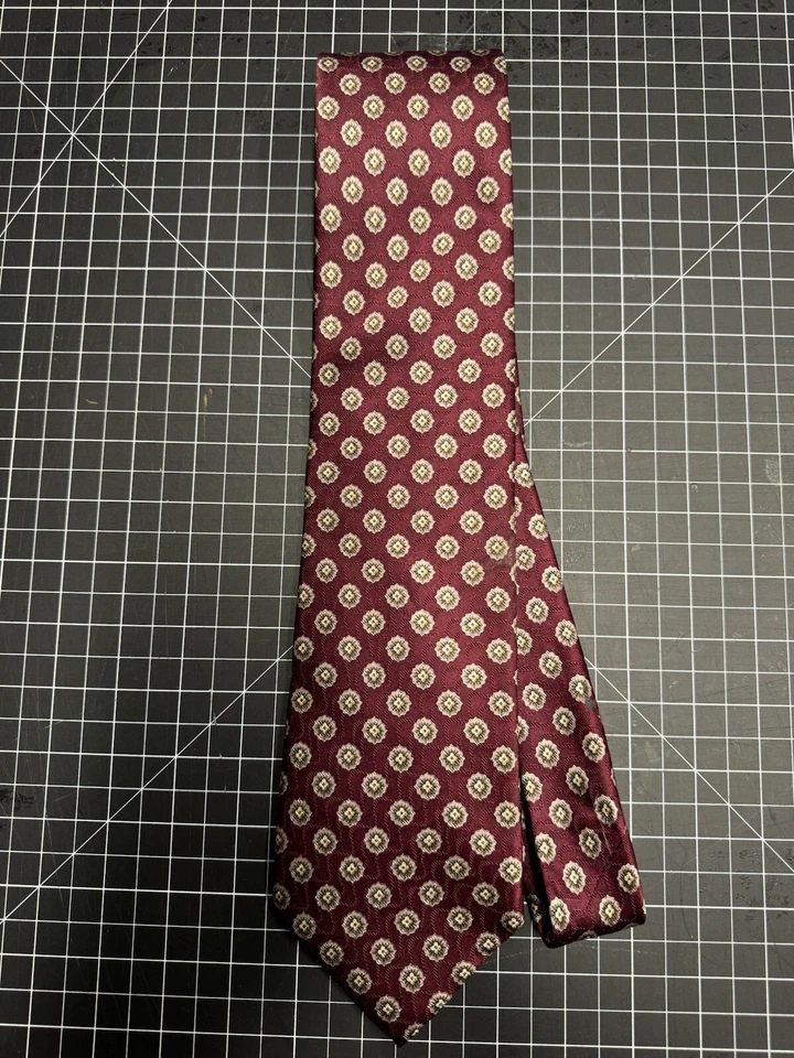 Corbata de seda XMI. Granate con Floral Marrón. "59"" x 3,75""" Foto 1 de 4