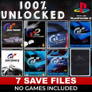 GRAN TURISMO 1 2 3 4 | MEMORY CARD SAVES | 100% Unlock! All Cars! Tracks PS1 PS2 - Picture 1 of 8