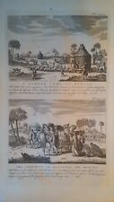 1748 2X ANTIQUE COPPER PLATE ENGRAVING - RUSSIA TARTAR CAMP & CEREMONY OF HORSES