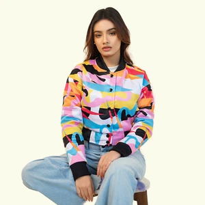 Chaqueta recortada Varsity Letterman chaquetas recortadas para mujer chaqueta sublimada - Imagen 1 de 31