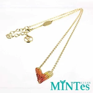 Auth Louis Vuitton  Essential V Strass Necklace M62863 Gold GP Accessory [Used] - Picture 1 of 6
