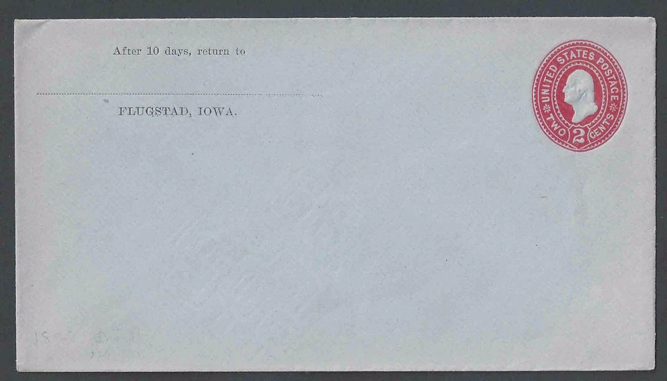 1899 U361 Mint Entire 2c Carmine On Blue  Die 99 Wmk 13 Size 10 - Image 1 of 1