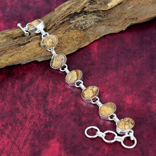 VALENTINO Bracciale gioiello argento sterling 925 fatto a mano pietra diaspro quadro abbagliante