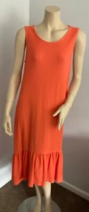 Orange Tiered Midi Length Summer Dress Sundress Size UK 16 New round neck - Picture 1 of 3