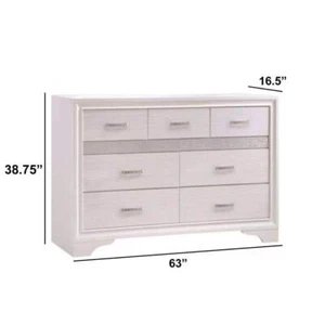 Benjara Dresser 38.75" H X 63" W 7-Drawer Wood Material Contemporary Style White - Picture 1 of 6