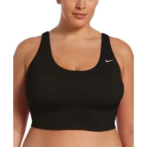 NIKE Women's Plus Size Scoop Neck Essentials Bikini Top in Black - Picture 1 of 7