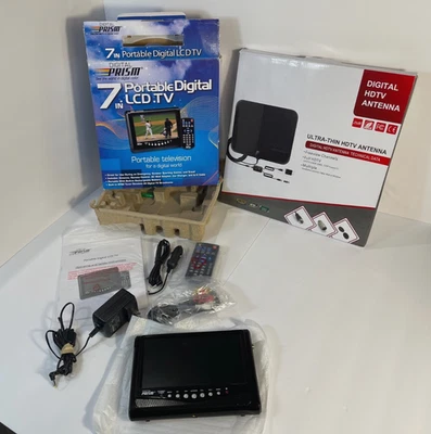 Digital Prism ATSC-710 Portable 7”  LCD TV w/ Remote, AC Adapter - HDTV Antenna - Image 1 of 3