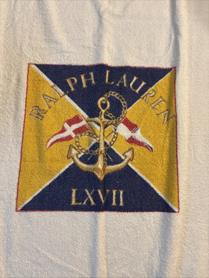 Toalla de playa Ralph Lauren vintage con banderas ancla años 80 Foto 1 de 4