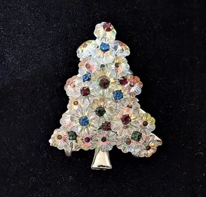 Broche prendedor vintage de árbol de Navidad con racimo de cuentas de cristal aurora boreal - Imagen 1 de 13