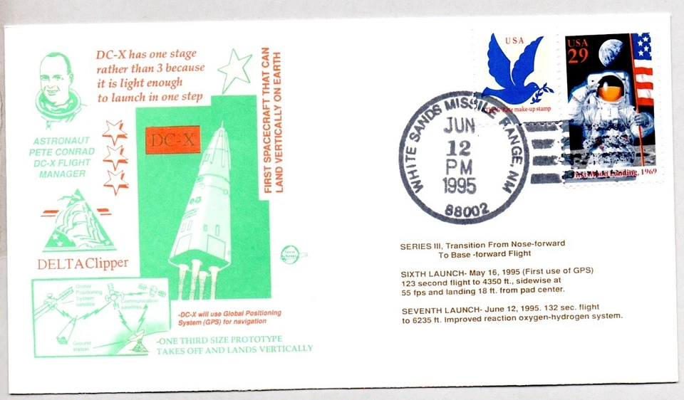 DELTA CLIPPER DC-X SÉPTIMO LANZAMIENTO 12/06/1995, ASTRONAUTA PETE CONRAD, ARENA BLANCA Foto 1 de 1