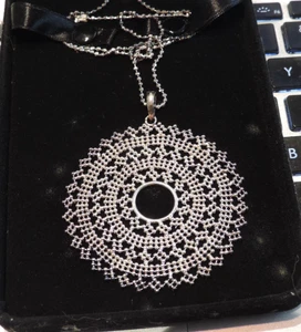 STERLING SILVER NECKLACE W/OVERSIZED PENDANT 18" NEW OLD STOCK - Picture 1 of 2