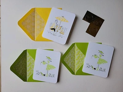 Papyrus 3 Blank Note Cards Anne Keenan Higgins Gardening Cafe With Dog - Image 1 of 4