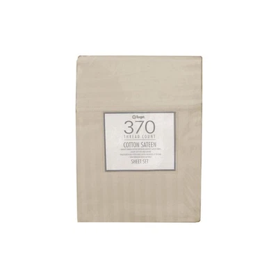 Juego de sábanas de satén de algodón a rayas 370TC Pebble Queen Foto 1 de 2