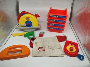 9 Vintage 1990er Little Tikes Werkzeuge Sägebehälter Wasserwaage Riemen, Maß - Bild 1 von 10