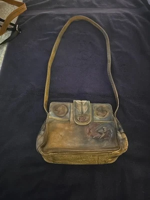 BOLSO DE HOMBRO DE CUERO PINTADO A MANO ARTE PORTÁTIL JANE YOO Foto 1 de 4