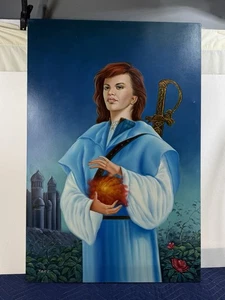 BRIGID FIRE GODDESS Celtic Witch Zelda Cottagecore Wanddeko Öl auf Leinwand 36x24 - Bild 1 von 9