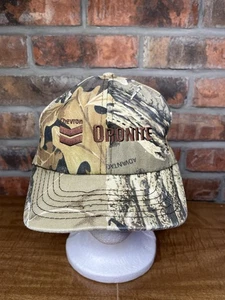 Vintage Chevron Oronite Fuel Gas Hergestellt in den USA Vorteil Camouflage Druckknopflasche Mütze - Bild 1 von 8