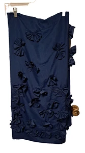 Üppiges Dekor Paar 54" x 63" Marine Dunkelblau Polyester Vorhänge mit "Rosetten" - Bild 1 von 3