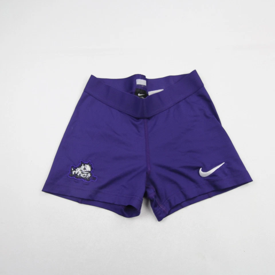 Shorts de compressão feminino TCU Horned Frogs Nike roxo usado - Imagem 1 de 1