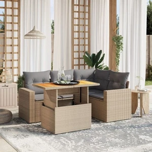Garden Sofa Set Beige Modular Comfortable Cushions Outdoor Furniture - Picture 1 of 3