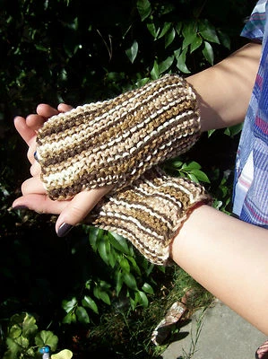  Handmade  Acrylic  Browns Tones Fingerless Gloves, Wrist Warm  - Image 1 of 4