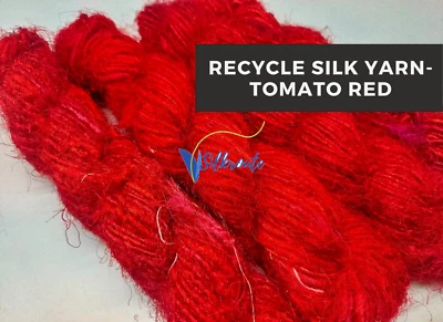 Recycled Sari Silk Yarn - Tomato Red | Sari Silk Yarn | Recycled Yarn |Sari Yarn - Image 1 of 4