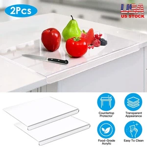2PC Acrylic Kitchen Cutting Board with Counter Lip Non Slip Countertop Protector - Picture 1 of 15