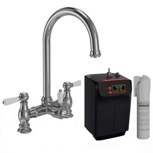 LSC Traditional Bridge 3in1 Chrome & White Boiling Hot Water Kitchen Tap & Tank - Picture 1 of 10