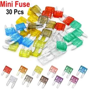30 x Assorted Automotive Mini Blade Fuses Set 5, 10, 15, 20, 25, 30 Amp Car Bike - Picture 1 of 10