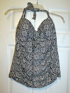 Top de baño para mujer XL Maternity Tankini Halter/marrón y blanco geométrico - Imagen 1 de 2