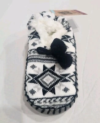 NWT Muk Luks Women's Ballerina Slippers Size S/M (5-7) Black White Cozy Warm - Image 1 of 4