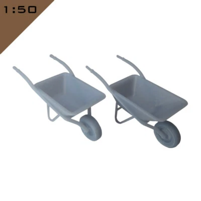 2x 3D printed STEEL WHEELBARROW 1:50 Model Miniature Diorama Scenery