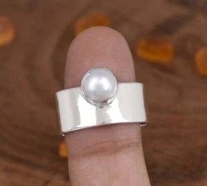 Pearl Gemstone Ring 925 Sterling Silver Women Handmade Ring All Size SH354 - Picture 1 of 4