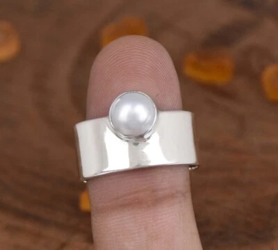 Pearl Gemstone Ring 925 Sterling Silver Women Handmade Ring  All Size  SH354 - Image 1 of 4