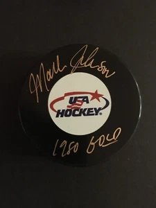 MARK JOHNSON AUTOGRAPHED "USA HOCKEY PUCK" J.S.A. AUTHENTICATED - Picture 1 of 7