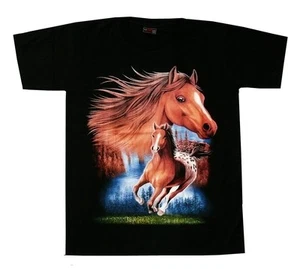 T-shirt cavalli: cavallo al galoppo, taglia 2XL, Mustang cavaliere indiani occidentali, cowboy  - Foto 1 di 3