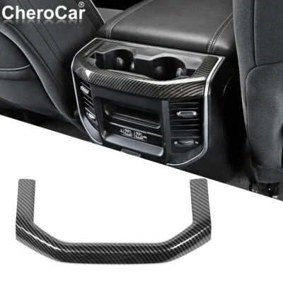 Carbon Fiber Rear Water Cup Holder Frame Trim Cover For Dodge Ram 1500 2018-2020 Foto 1 de 4