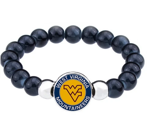 West Virginia Mountaineers Womens Men Beaded Link Bracelet University Jewelry D1 Cover