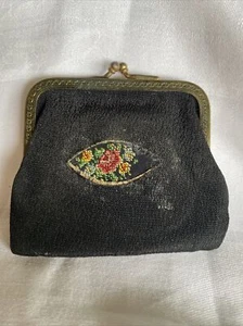 Vintage schwarze Wechselgeldbörse 2 Taschen  - Bild 1 von 8