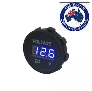 Blue Digital flat LED Voltmeter Meter DC 12V-24V For Car Motorcycle 4x4 / - Picture 1 of 3