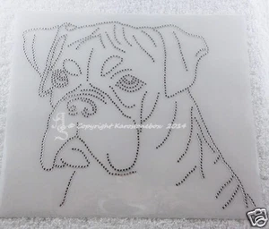 Hotfix Strass Glas Bügelbild Hund Dog Boxer Kopf   140421 Karostonebox  - Bild 1 von 3