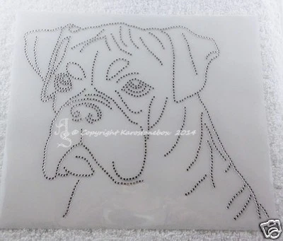 Hotfix Strass Glas Bügelbild Hund Dog Boxer Kopf   140421 Karostonebox  - Bild 1 von 3