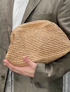 COS FRAMED RAFFIA CLUTCH BAG Natural Beige BNWT Sold Out RARE Current Collection - Picture 1 of 23